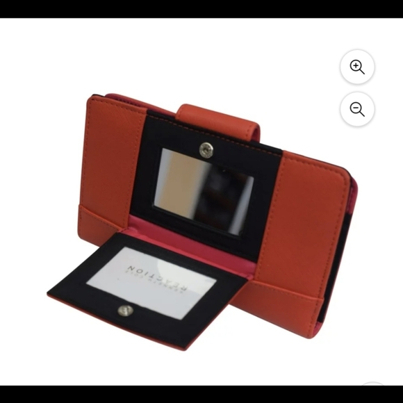 Kenneth Cole Reaction Mirror Utility Tab Clutch Orange Women's Wallet. - Picture 4 of 14
